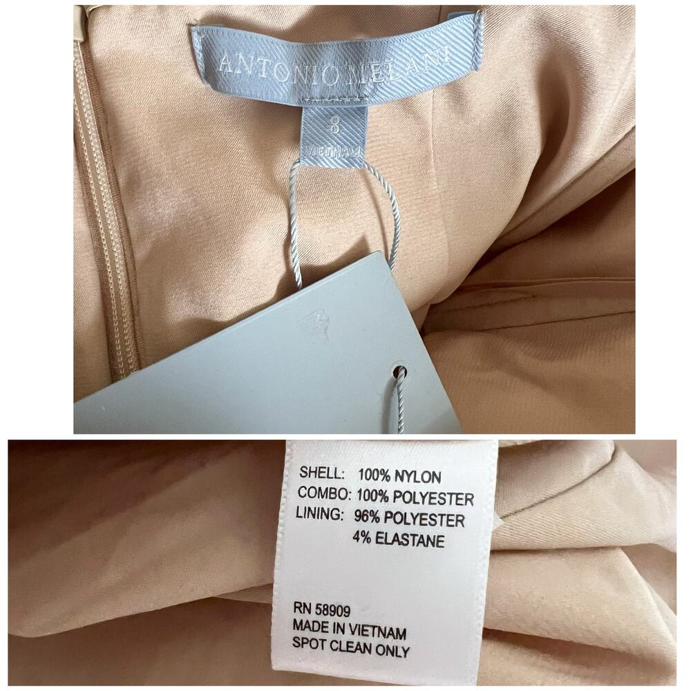 NEW Antonio Melani | Floral Applique Sheer Nude Overlay Cocktail Mini Dress 8 - Picture 10 of 11